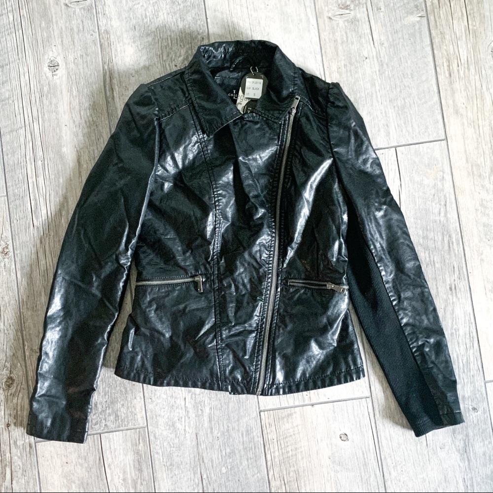 NWT LA COALITION Black Vegan Leather Jacket